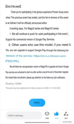 MagicOS 8 beta testing is set to commence this month with Honor